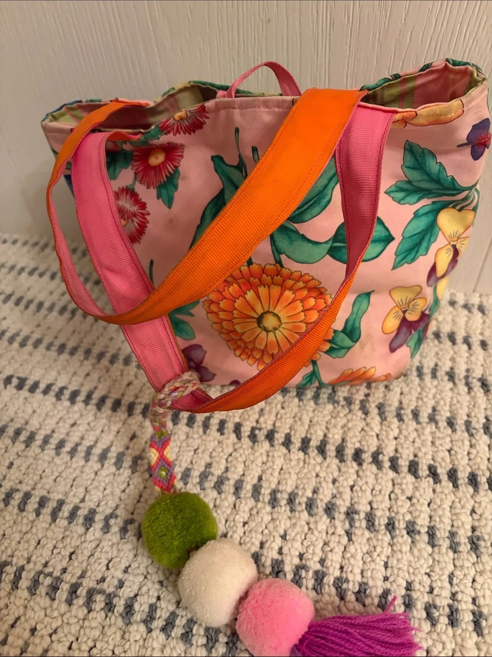 Pink Floral Tote Bag